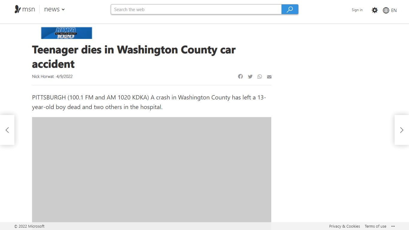 Teenager dies in Washington County car accident - msn.com